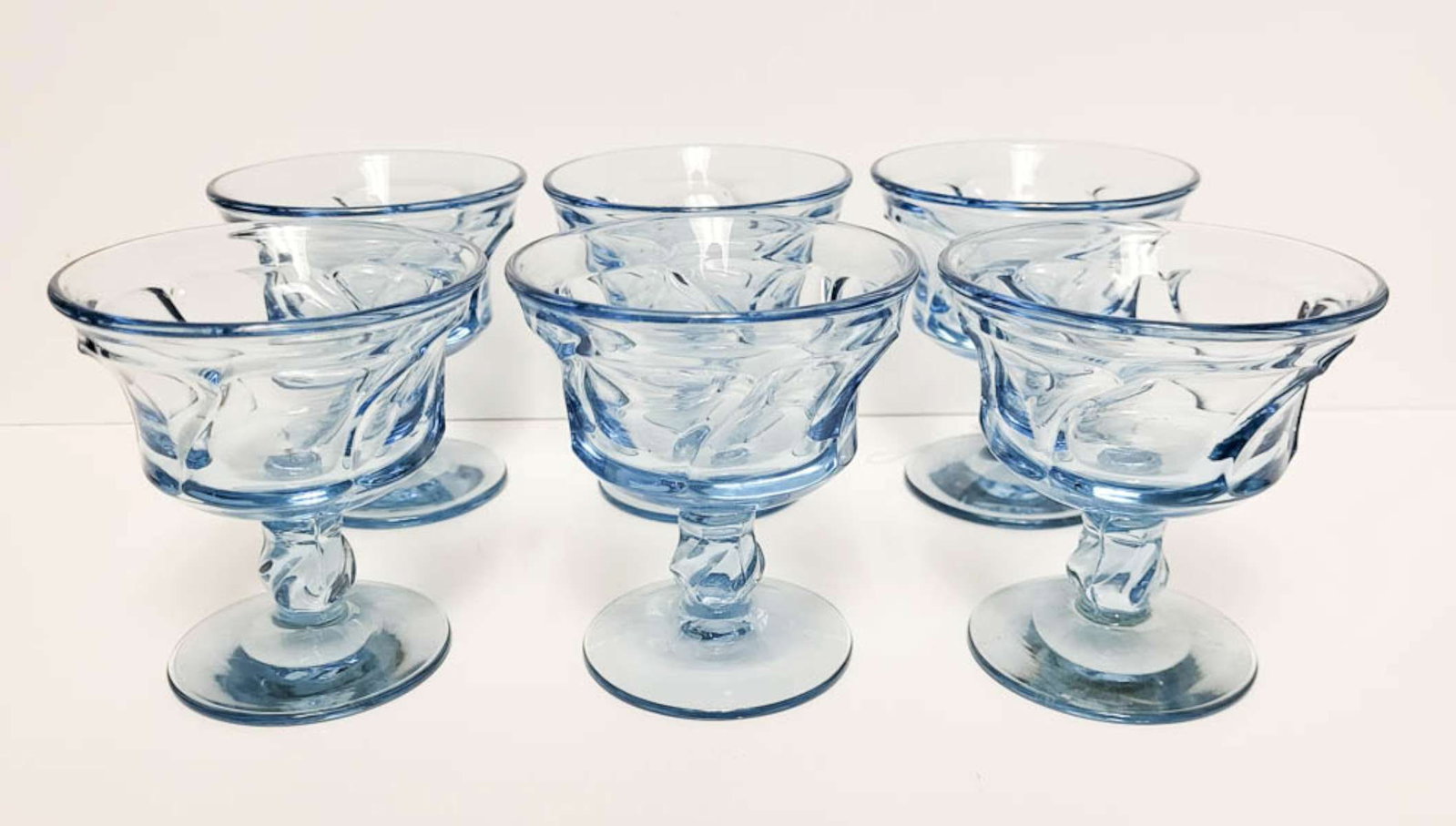 antique Fostoria Jamestown Blue sherbet glasses (1 of 6)