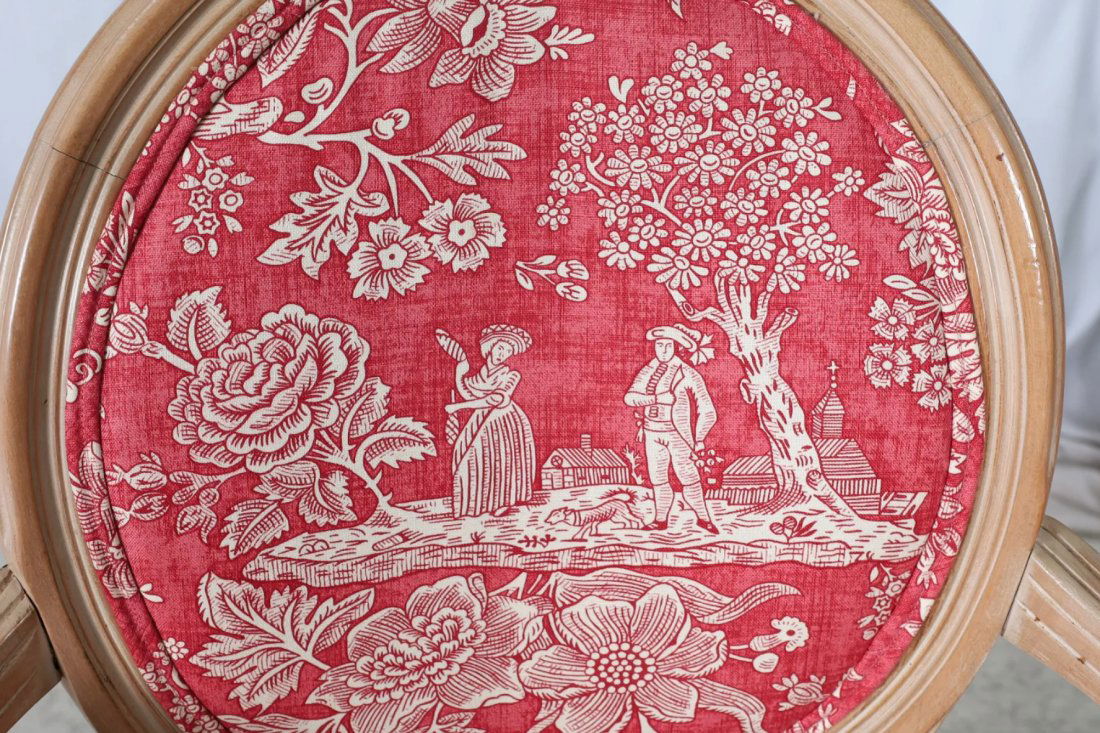 Pair of Italian Handmade Bergere Chairs Pink Toile by Italian Designer B&G (1 of 6)