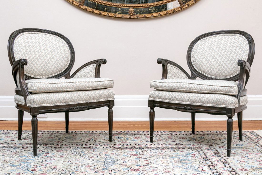 Pair Of Balloon Back Armchair (1 of 9)