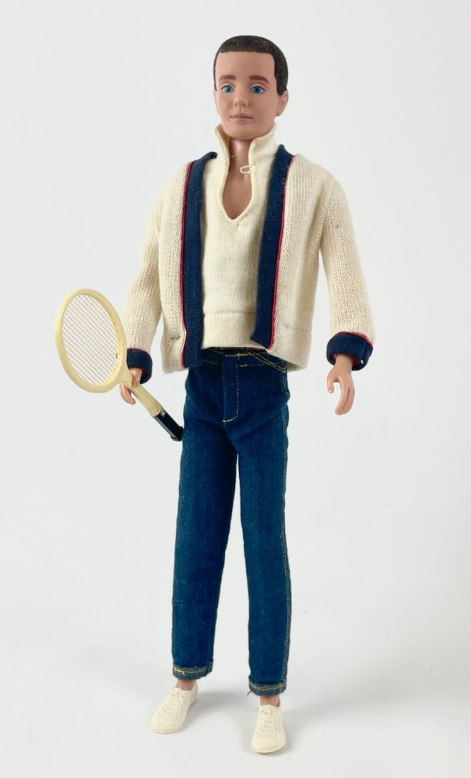 Vintage 1961 Mattel Ken #0750 Doll W/ Time For Tennis Outfit #790: Includes wire stand. Includes all pieces for the Time For Tennis outfit.Dimensions: 3W 12H