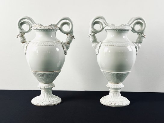 Pair Of Limbach Blanc De Chine Porcelain Urns Marcolini - German Circa 1802 - Valued at $20,000 (1 of 9)