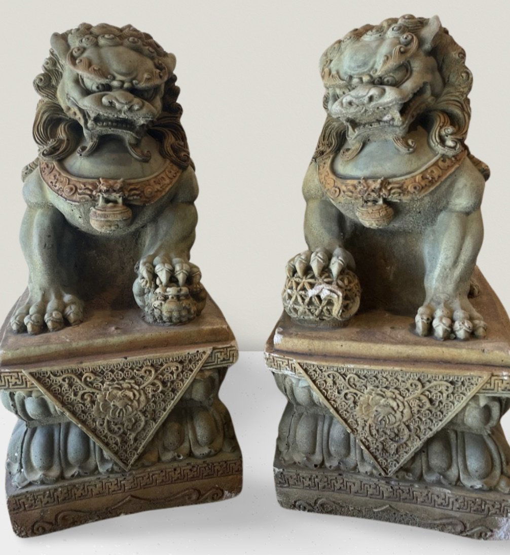 Foo Dogs Cast Stone Garden Statues (1 of 14)