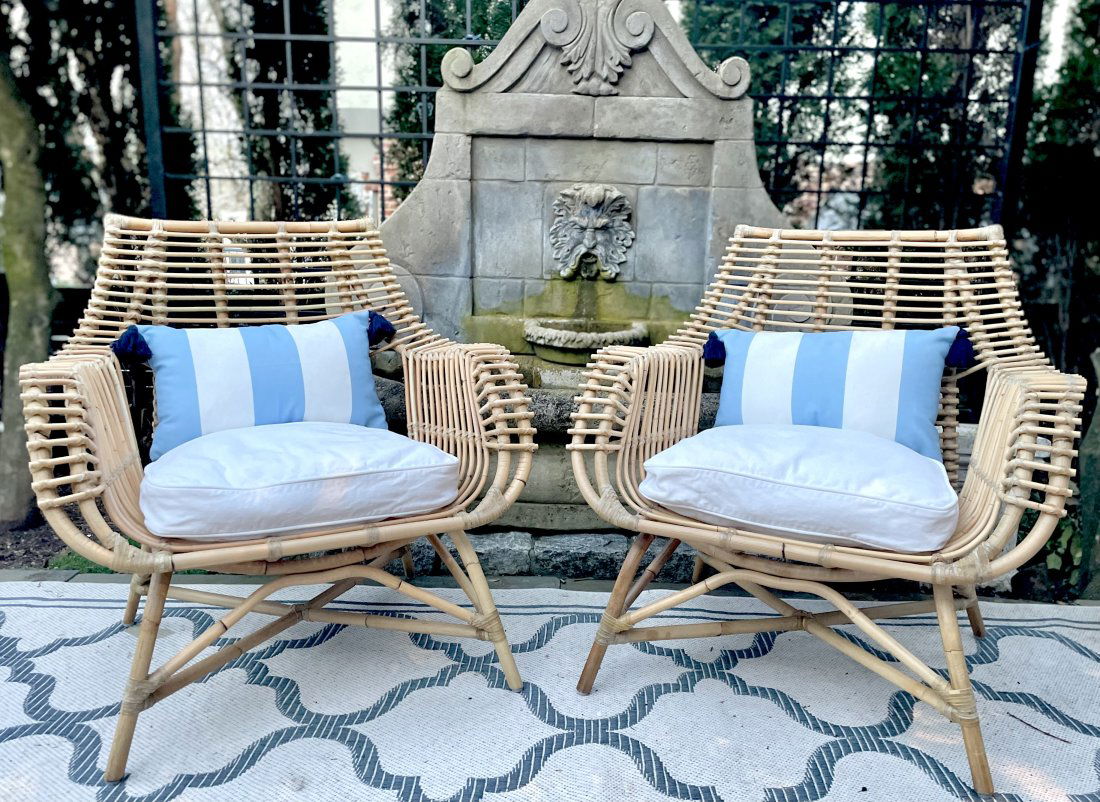 Pair of Serena and Lily Venice Rattan Chairs in Natural (1 of 14)