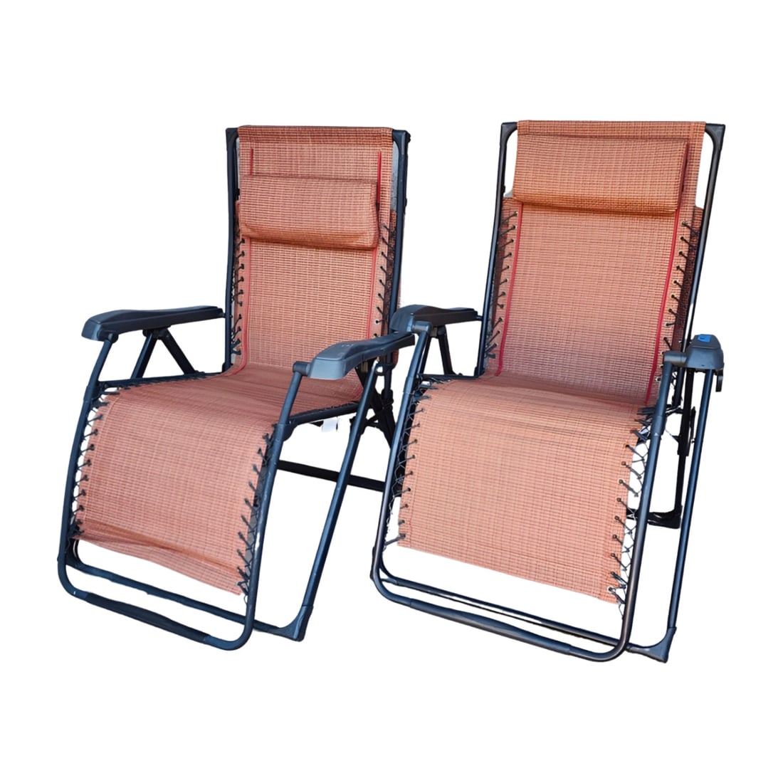 Pair Folding Recliner Adjustable Lounge Chairs: Pair Folding Zero Gravity Recliners Adjustable Lounge Chairs 32W 32D 46H