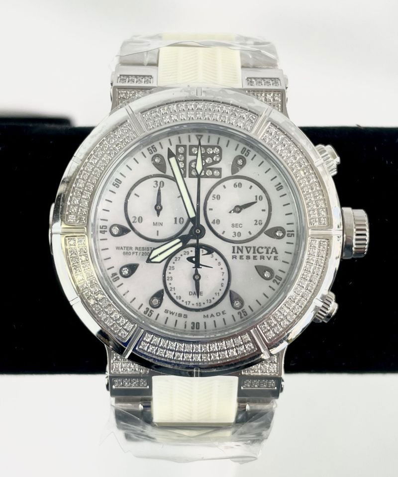 Invicta Reserve Chronograph Mother Of Pearl Ladies Quartz Wristwatch Brand New: Original Box & Certificate