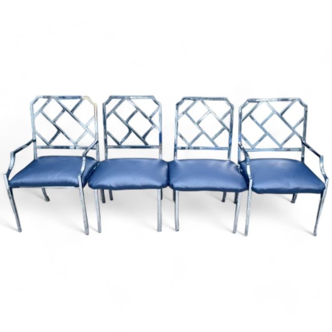 Milo Baughman for DIA Chrome Chippendale Dining Chairs - Set of 4 Circa 1970s (1 of 4)