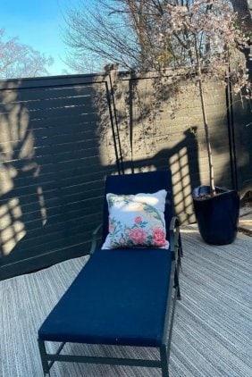 Restoration Hardware Outdoor Aluminum Chaise Lounge with Navy Blue RH Cushion (1 of 11)