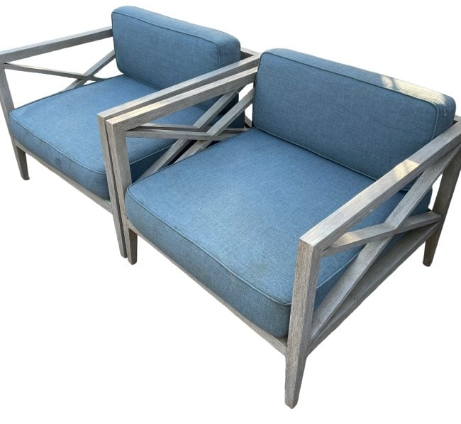 Restoration Hardware Pair of Teak Lounge Chairs Mustique Collection - Retail $5000 (1 of 15)