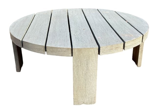 Restoration Hardware Weathered Teak Side Table Round (1 of 6)