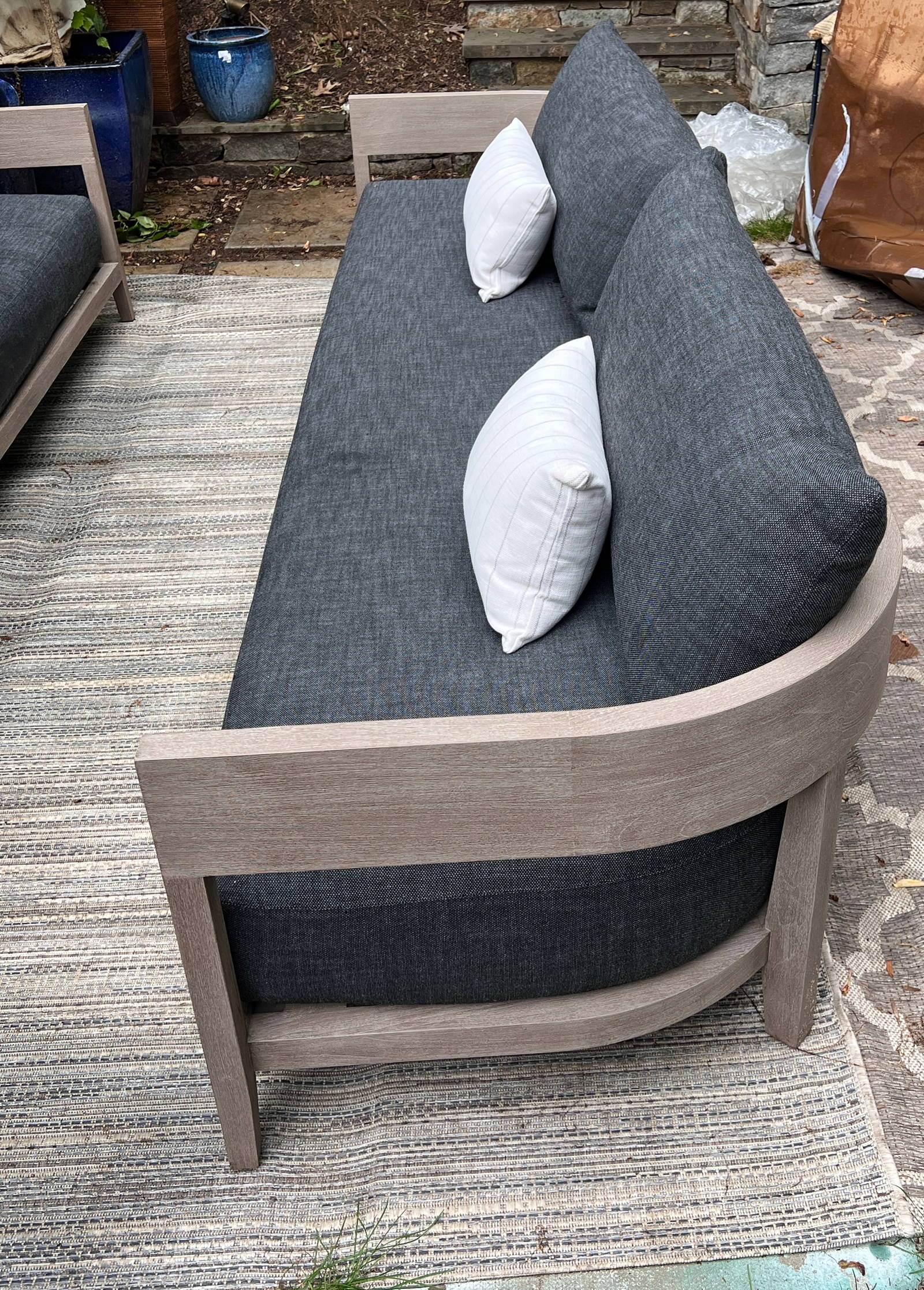 Restoration Hardware Outdoor Teak Sofa Balmain Collection Brand New