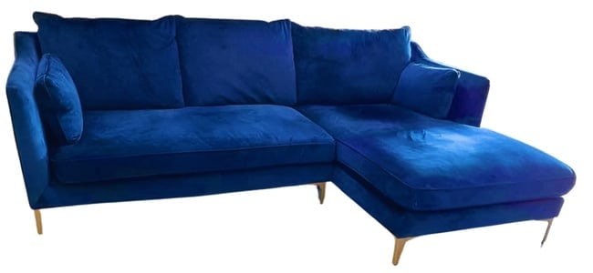 Interior Define Catlin Collection Chaise Sofa Sectional Royal Navy Blue Brand New (1 of 3)