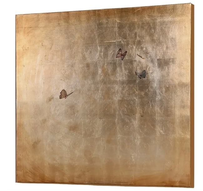 Gorgeous Large Modern Hand Painted Butterflies on Gold Leaf (1 of 9)
