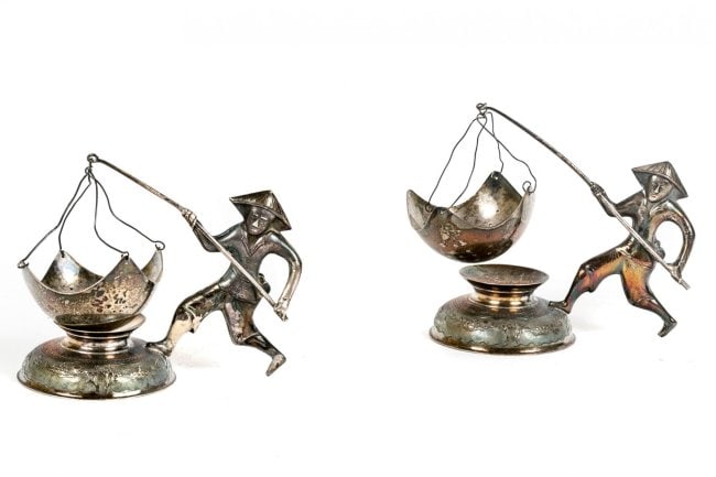 Vintage Pair Of Silver Chinoiserie Tea Strainer - Adorable Unique Pieces (1 of 7)