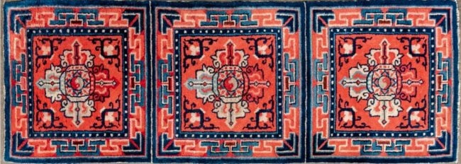 Vintage Persian Hand Knotted Wool Runner Rug in Orange and Blue (1 of 7)