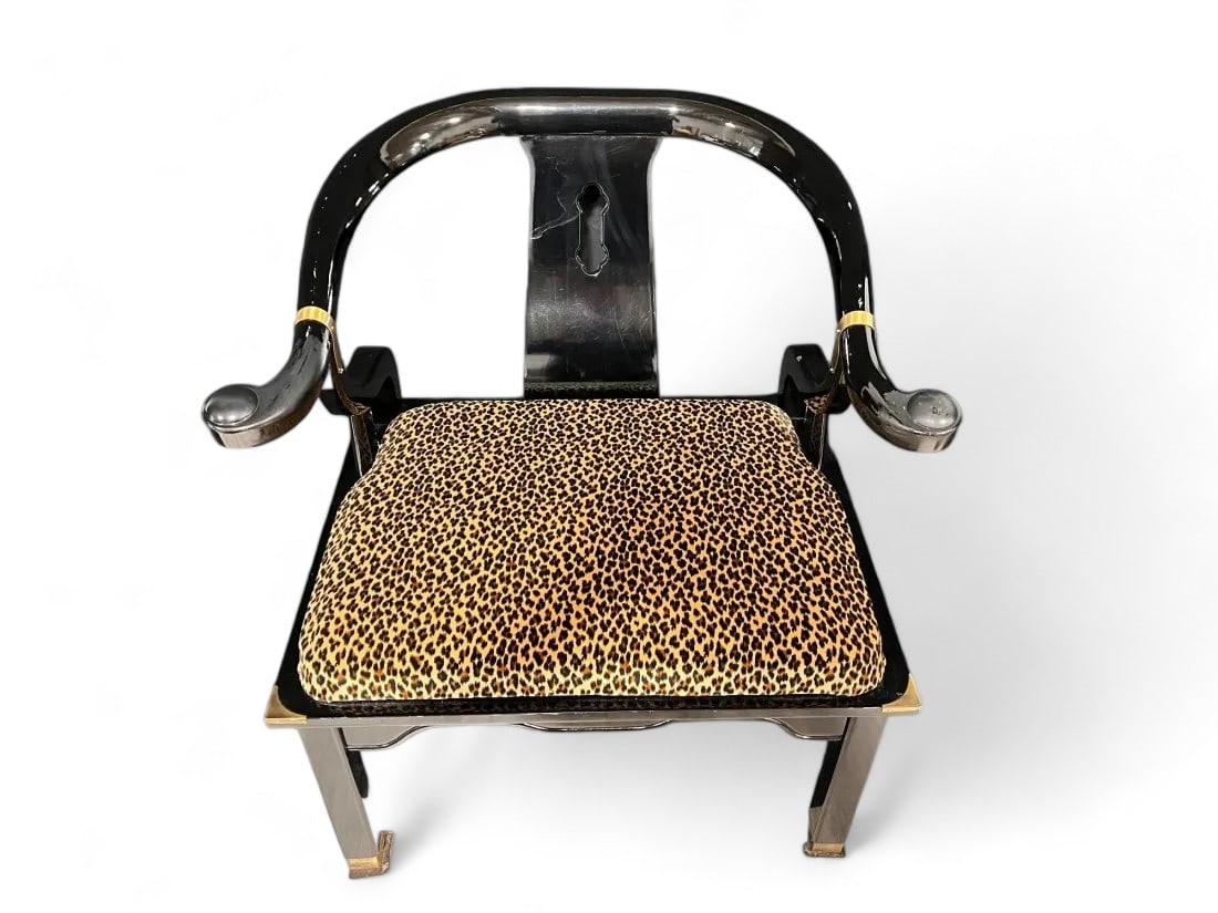 Chinoiserie Black Laquer Ming Chair in the Style of James Mont (1 of 5)