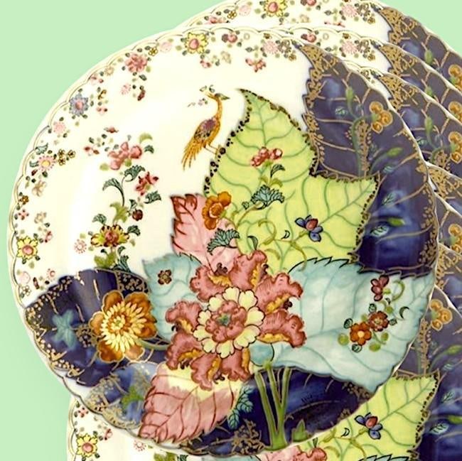 Mottahdeh Tobacco Leaf Pattern Salad Plates, Set of 8 (1 of 6)