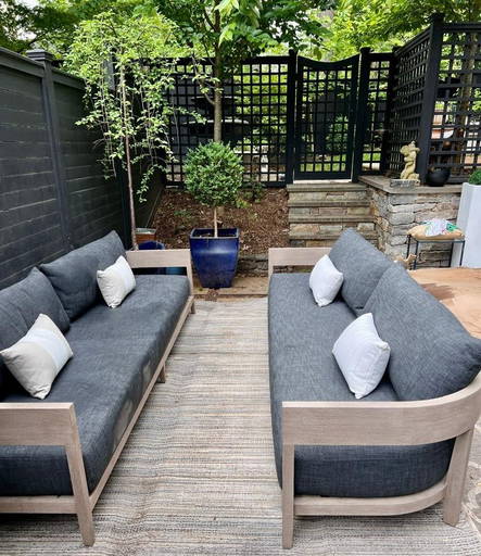 Restoration Hardware Teak Outdoor Sofa, Black, 108