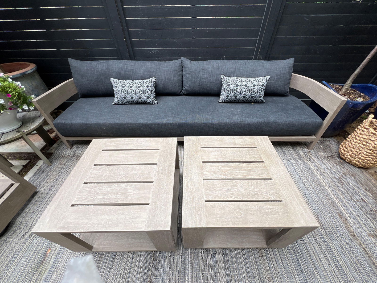 Restoration Hardware Pair of Weathered Teak Side End Tables (1 of 12)