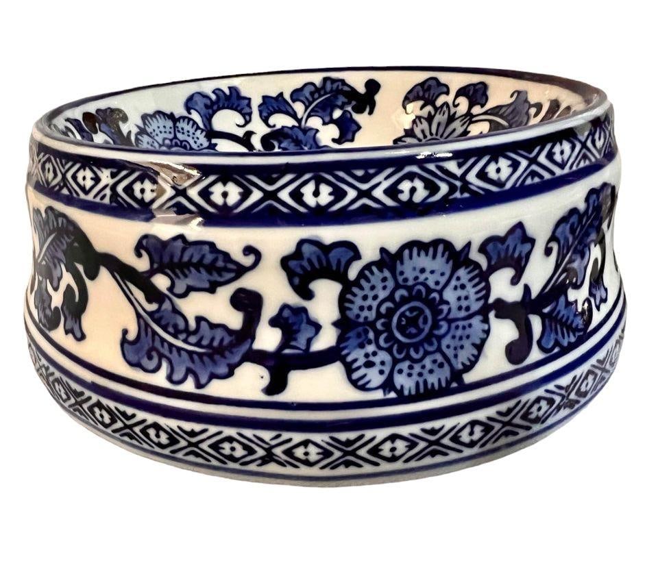 Pair of Chinoiserie Blue and White Ceramic Large Bowls (1 of 4)