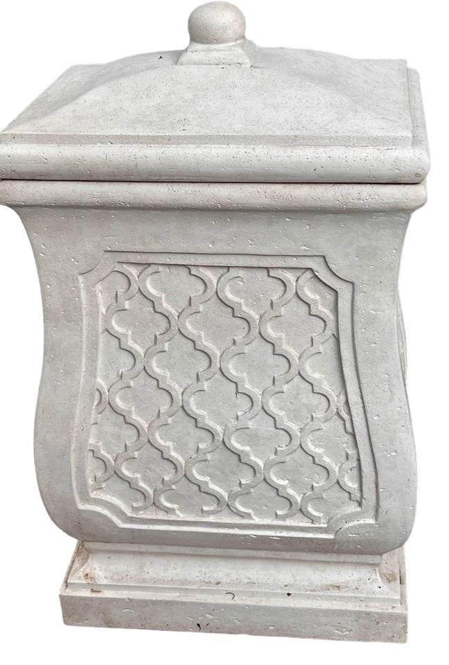 Frontgate Quatrefoil Cast Stone and Resin Outdoor Waste Bin (1 of 4)