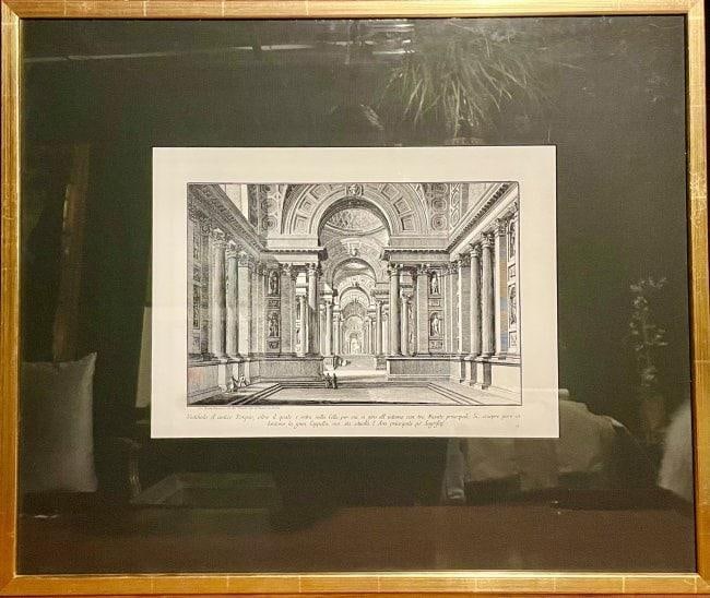 Architectural Matted, Framed Print in Gold Frame by Henredon (1 of 2)