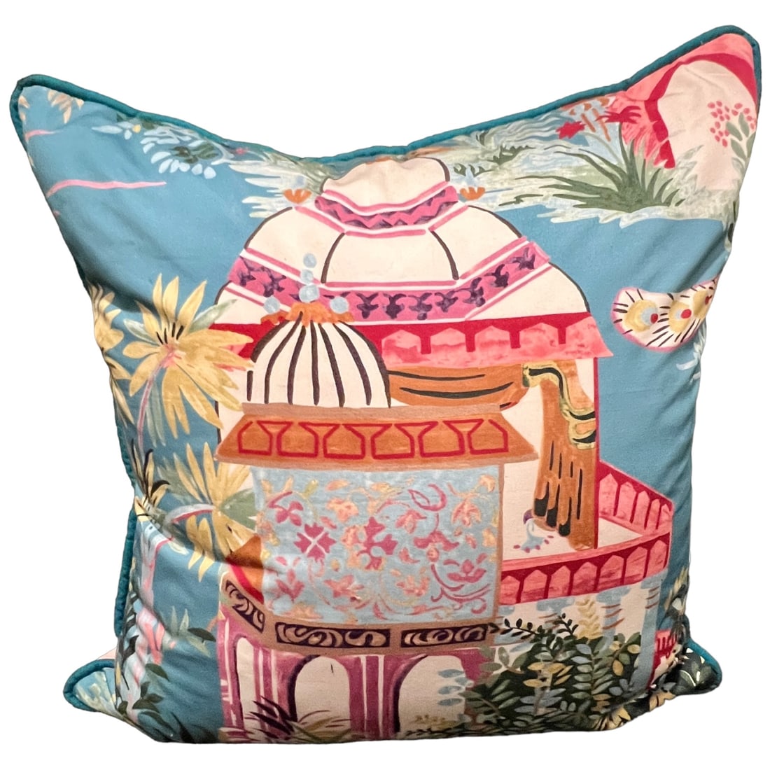 Custom Decorative Pillow Cover, Thibeaut Chinoiserie Fabric (1 of 3)