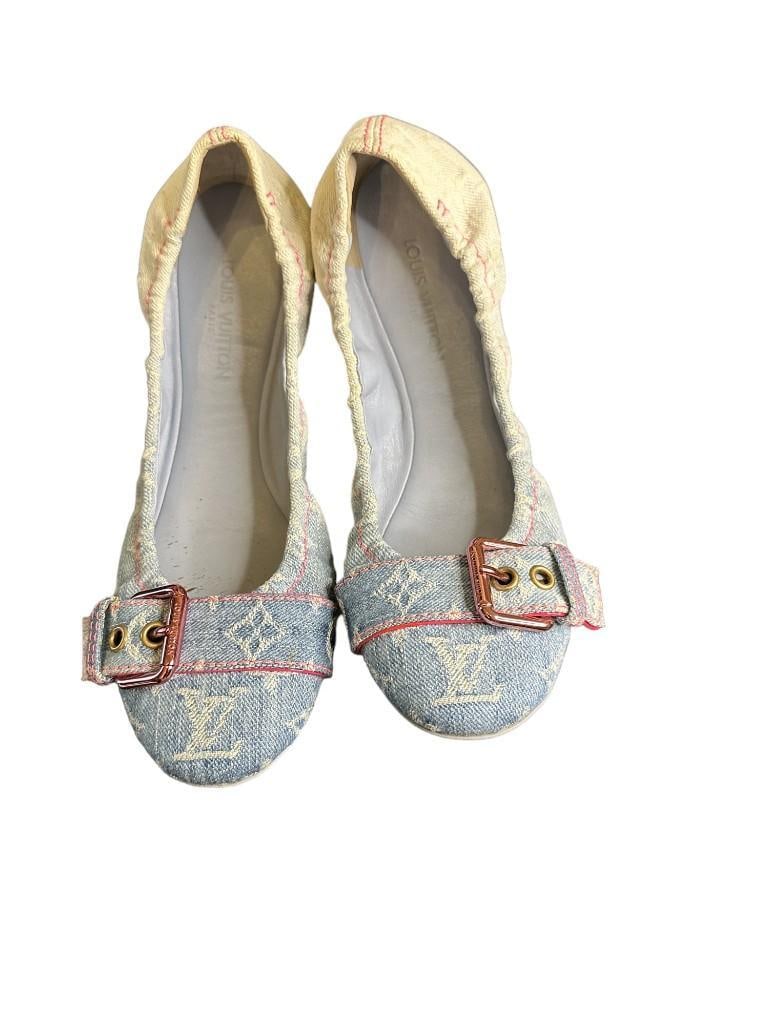 Louis Vuitton Blue and Pink Jean Ballet Flats (1 of 6)