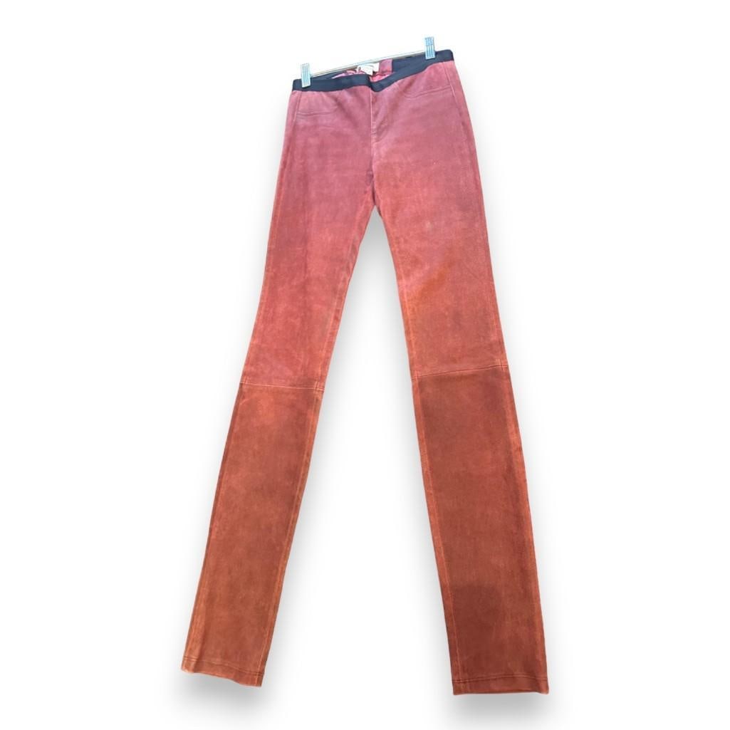 Helmut Lang Burgundy Lamb Leather Skinny Leg Pants/Trousers (1 of 3)