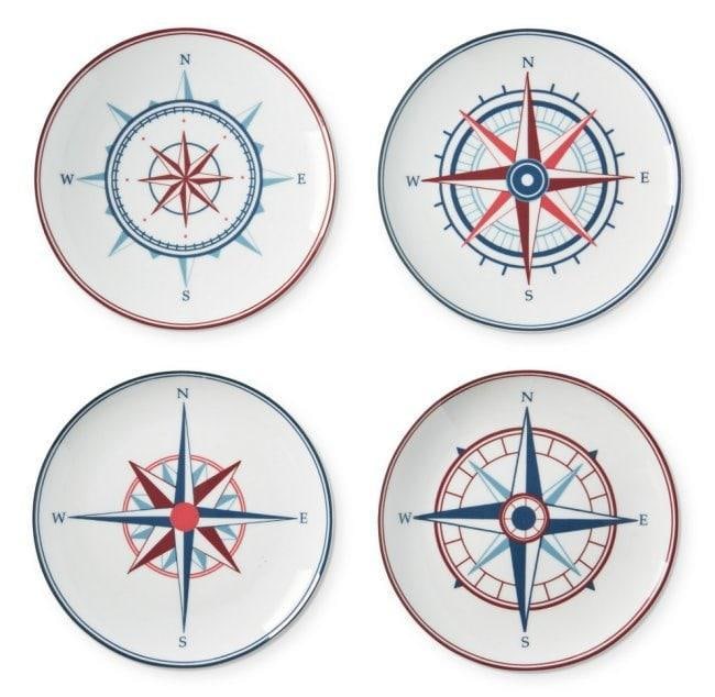 Williams Sonoma Nautical Compass Appetizer Plates, Set of 4, Brand New Seasonal Limited Edition (1 of 1)