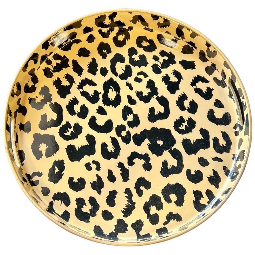 Chic Leopard Print Round Decorative Serving Tray (1 of 5)