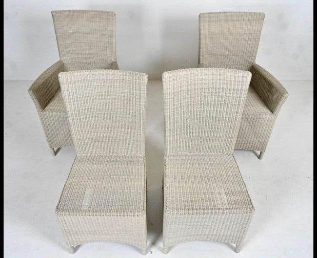 Set of 4 Faux Wicker Skirted Dining Chairs (1 of 10)
