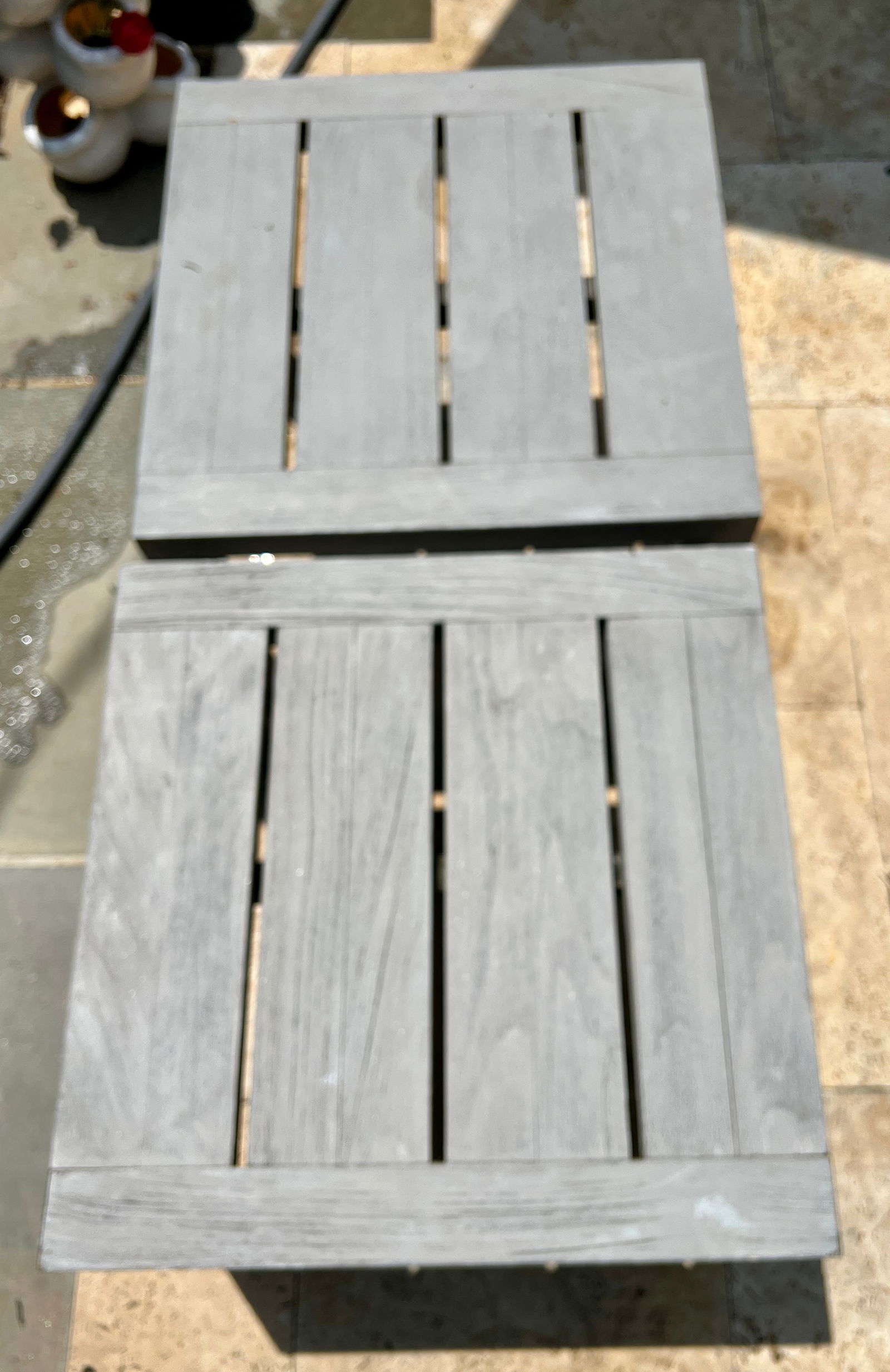 Restoration Hardware Pair of Weathered Teak Side Tables (1 of 5)