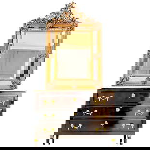 Antique 19thC English Baroque Molded Gesso Face and Giltwood Beveled Inset Wall Mirror: Brand: Unbranded Materials: Molded Gesso and Burnished Giltwood, Beveled Glass Color: Gilt Item Type: Beveled Glass Wall Mirror Design Features: This stunning Antique 19th Century