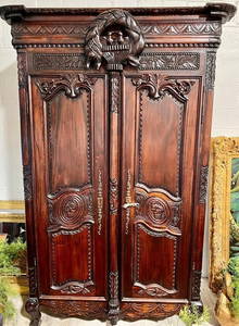 Carved French Louis XV Style Wedding Armoire Early 19th Century