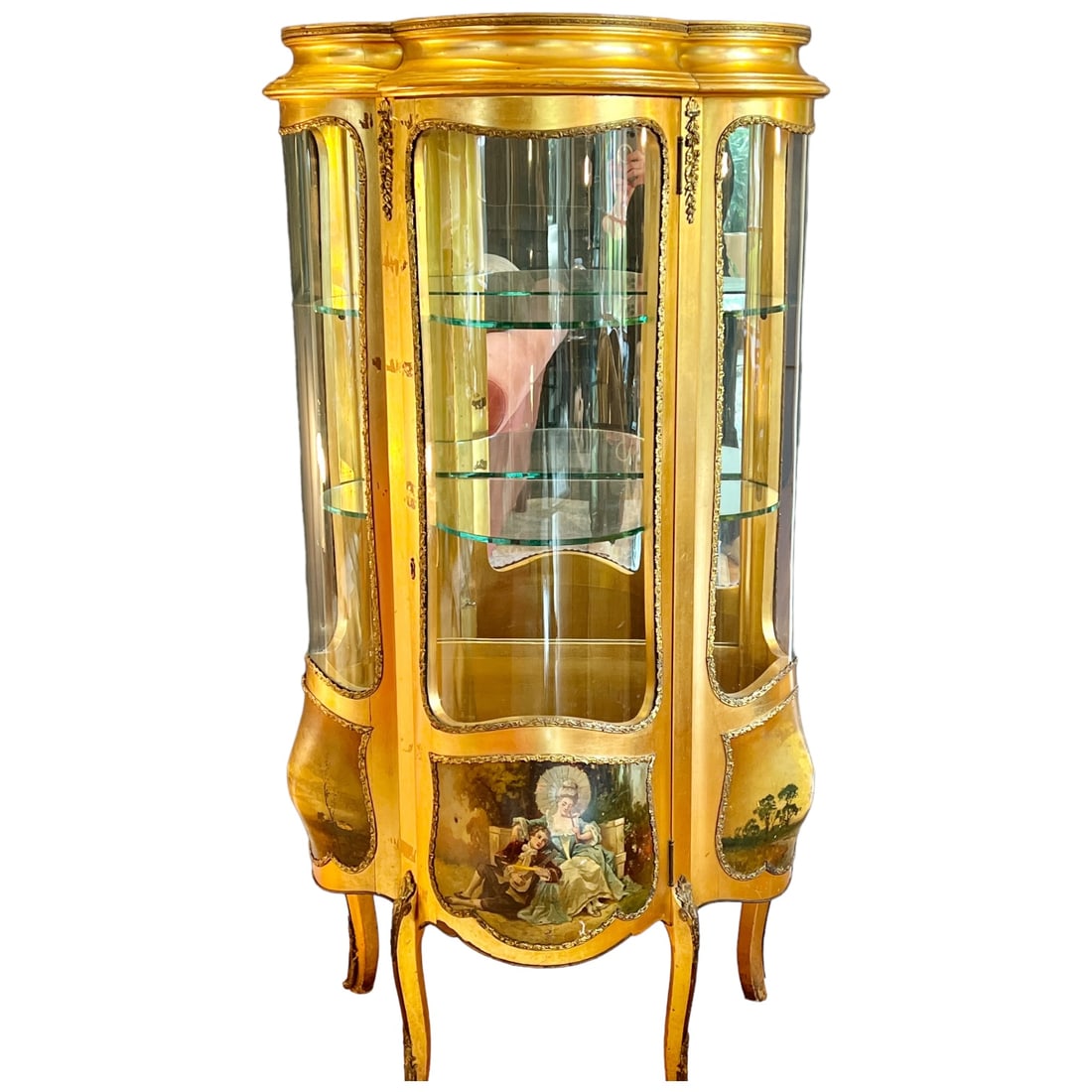Remarkable Circa 1920s Gilt and Ormulu Vitrine Hand Painted French Motif (1 of 20)