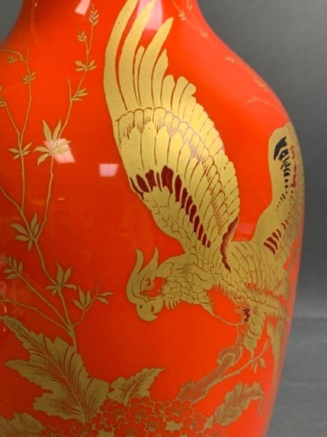 Rosenthal Chinoiserie Flame Red Phoenix Vase - 1950s (1 of 3)