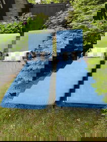 Restoration Hardware Pair of Aluminum Reclining Chaise Lounges