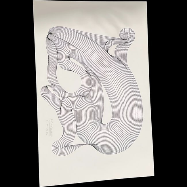 Hooshang Seyhoun, Persian (1920 - 2014) Signed, Original Pen Drawing on Paper.  Unframed. (1 of 4)