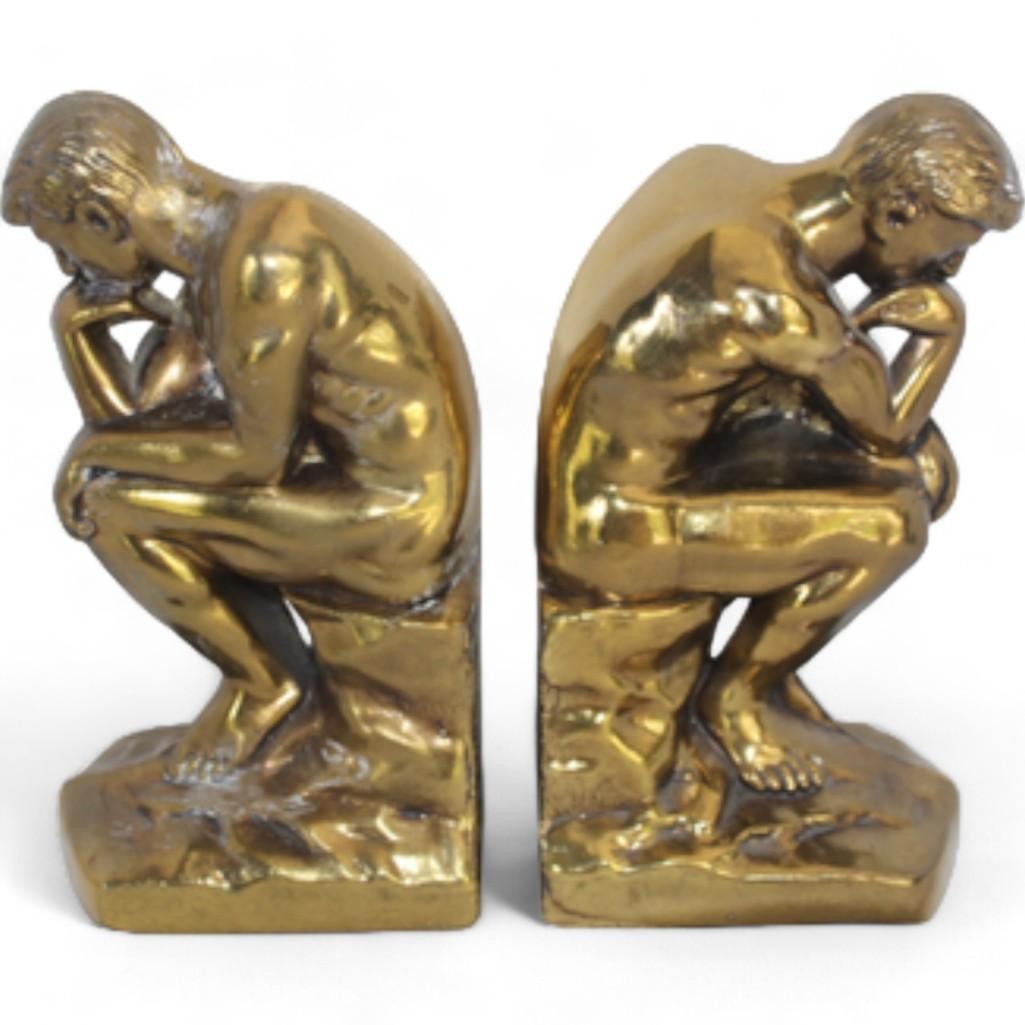 Thinking Man Brass Book Ends, a Pair (1 of 7)