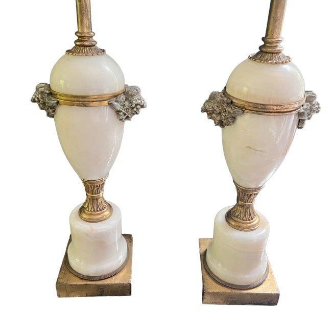 Pair of Vintage Neoclassical Marble and Bronze Table Lamps (c. 1920s-1940s) (1 of 12)