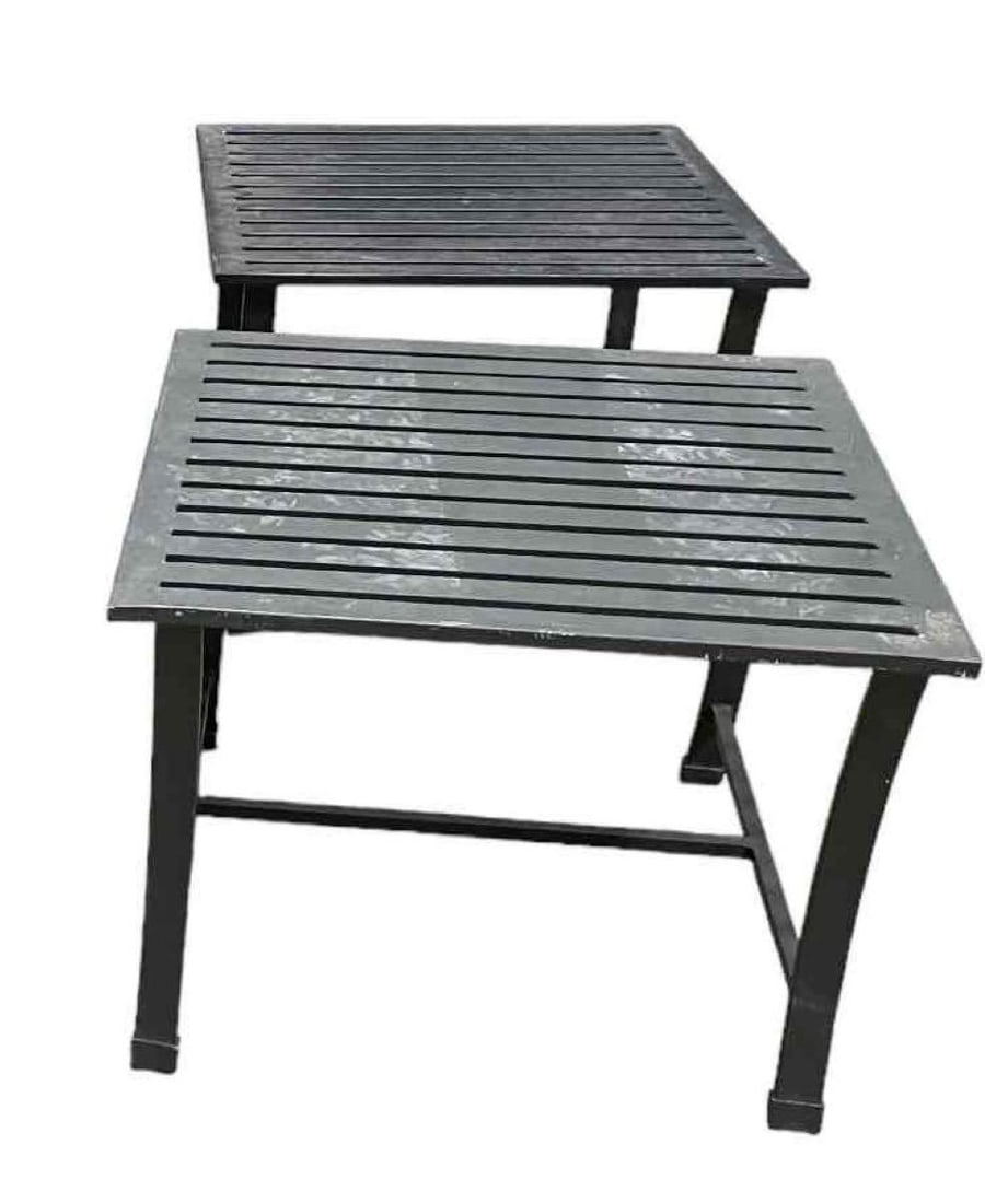 Restoration Hardware Outdoor Aluminum Side Tables, a Pair, Carmel Collection (1 of 3)