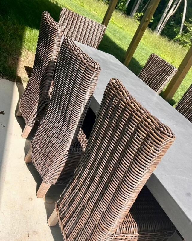 Restoration Hardware French Beam Concrete & Teak Rectangular Dining Table with 8 Chairs (1 of 4)