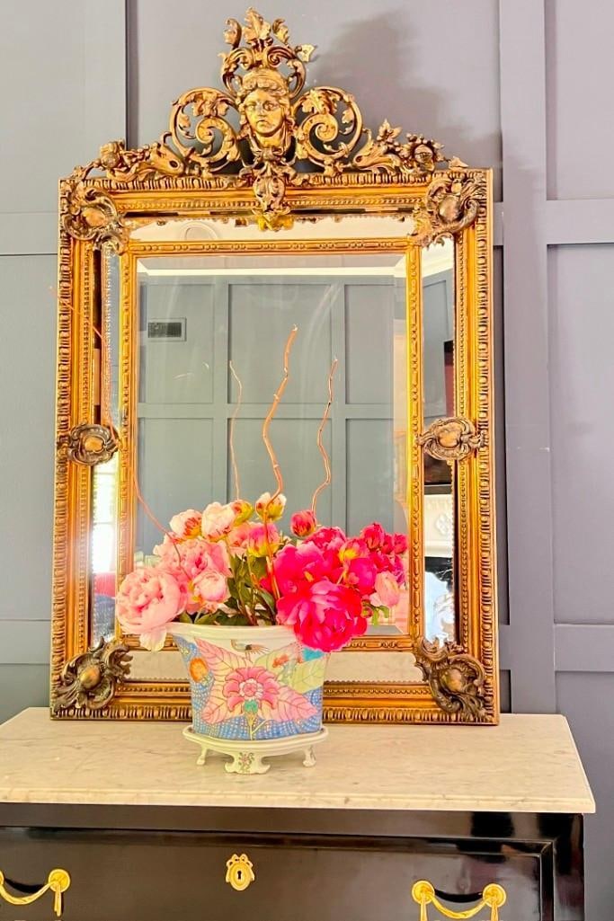 Antique Wall MIrror, 19th Century English Baroque Molded Gesso and Giltwood Wall Mirror, Beveled (1 of 20)