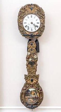Charming 19th Century French Hand-Painted Mechanical Wall Clock (1 of 13)