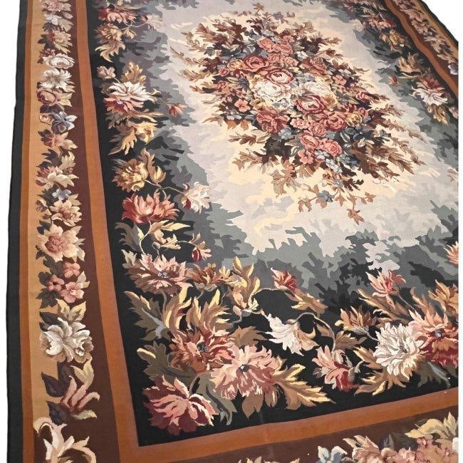 Floral Pattern Aubusson Style Needlepoint Rug, 9 x 12" (1 of 5)