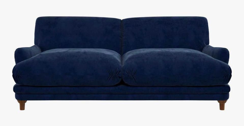 Dark Blue Velvet English Roll Arm Sofa, Brand New (1 of 5)