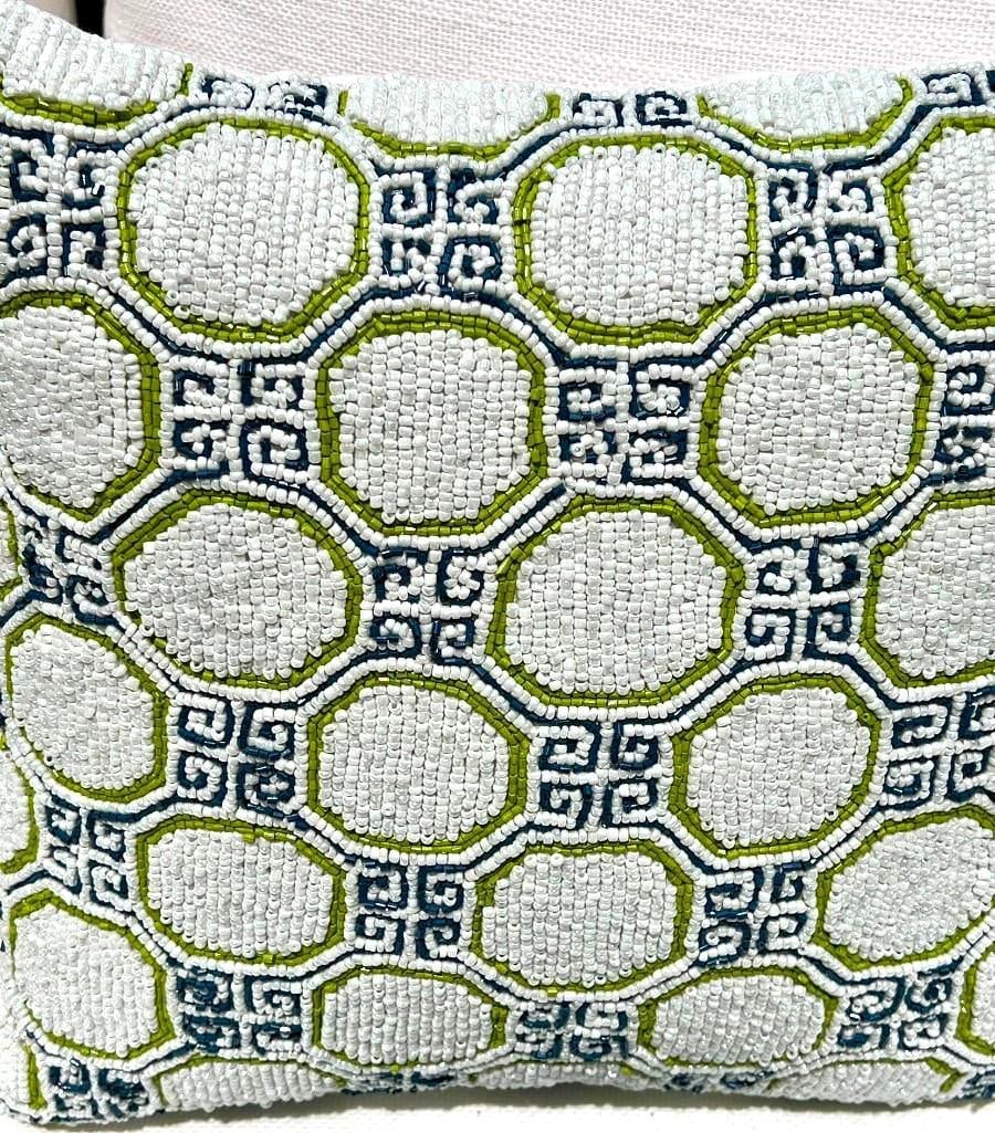 Pair of Chic Geometric Motif Beaded 14" Decorative Accent Throw Pillow (1 of 7)