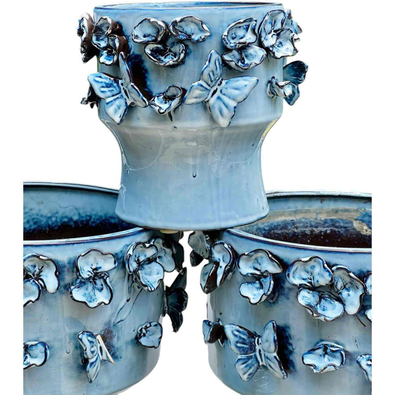 Set of 3 Cachepots Planters Butterfly and Floral (1 of 16)