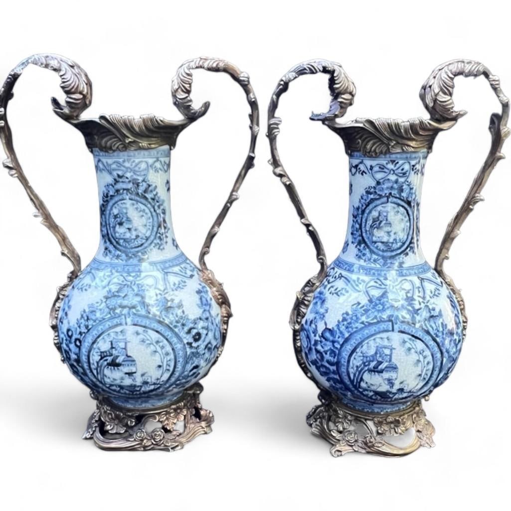 Castilian Vintage Porcelain and Bronze Vases, a Pair (1 of 12)