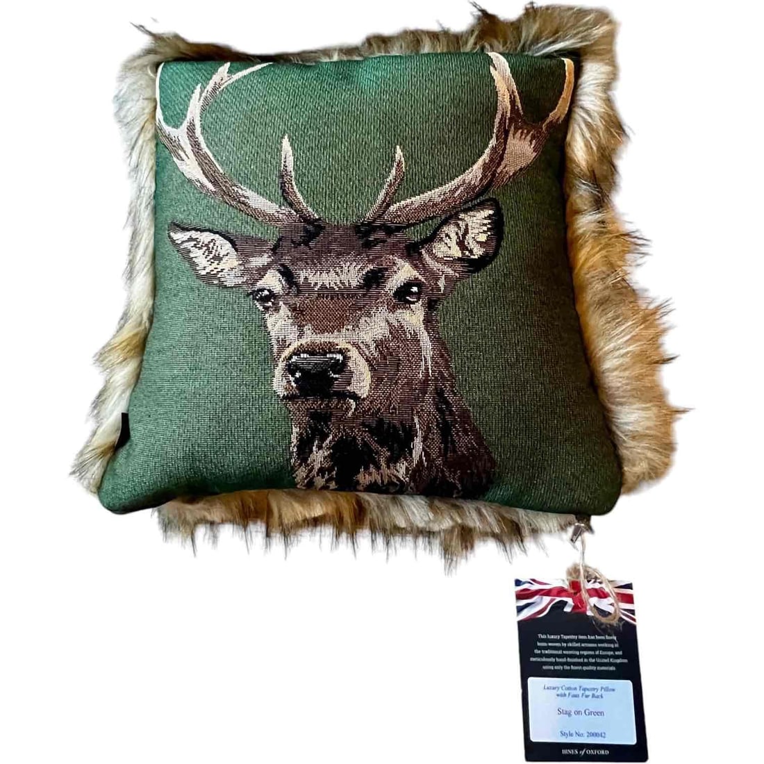 Luxury Hines of Oxford Tapestry Deer And Fur Accent Pillows, a Pair (1 of 7)